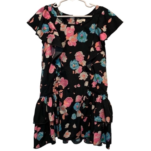 77Kids Girl’s XS 5/6 Black with  Floral Dress - Picture 1 of 9